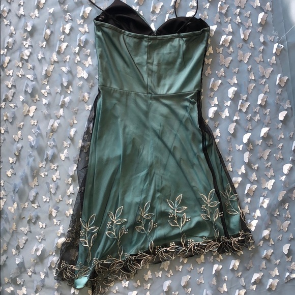 Light Aqua w/ black lace dress - Picture 3 of 9